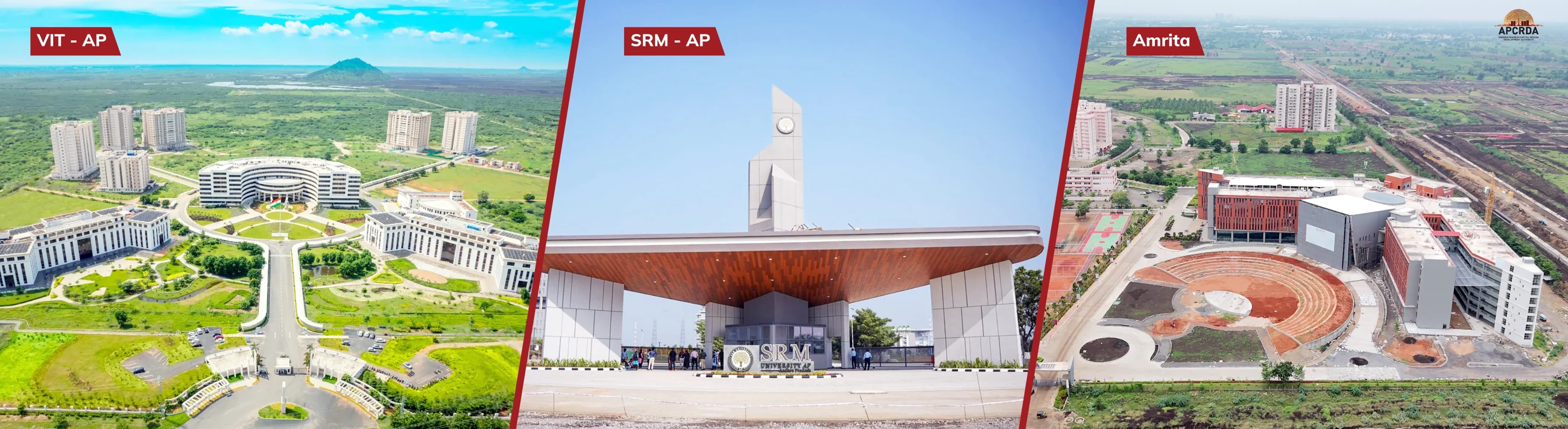 APCRDA official banner showing educational institutions in the Amaravati region